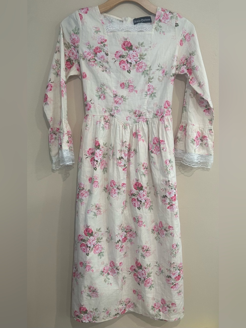 Scarlet Darkness Girls Prairie Dress Floral Lace Size 12-13y Cottagecore